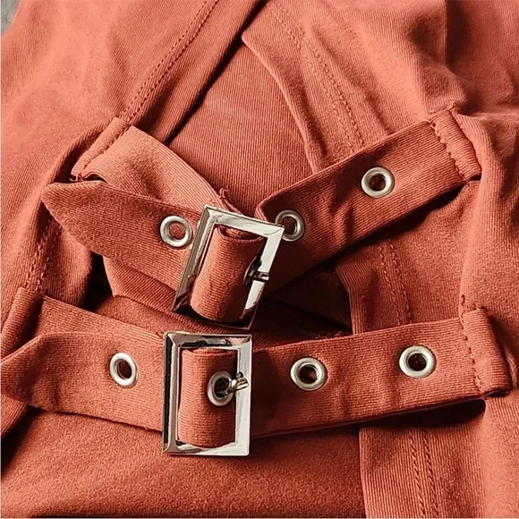 Halara Rust High Waisted Buckle 2-in-1 Maxi Skirt XS NWT - Picture 5 of 8